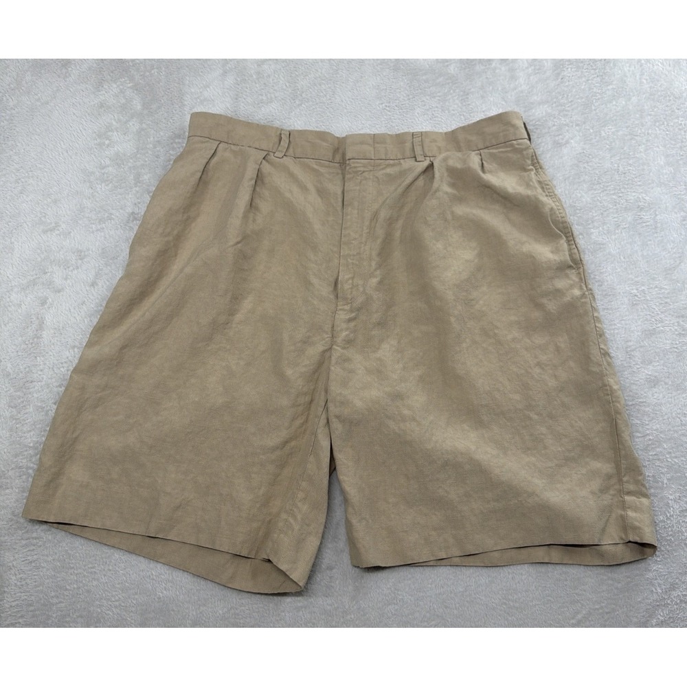 Vintage Beige Pleated Polo Golf Ralph Lauren Shorts Mens Size 36 Linen/Silk Golf